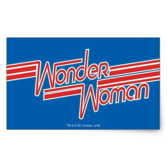 Blue Stripe Logo - Wonder Woman Red and Blue Stripe Logo Rectangular Sticker | Zazzle.co.uk