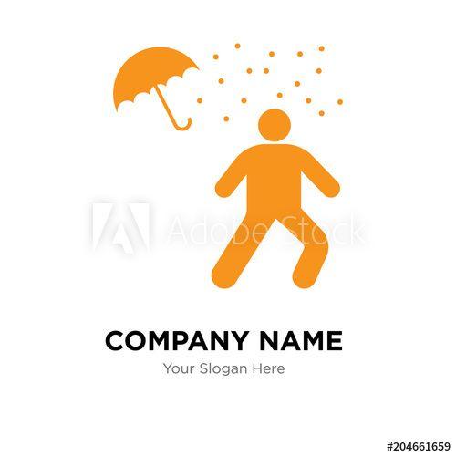 Umbrella Company Logo - Man under rain loosing umbrella company logo design template