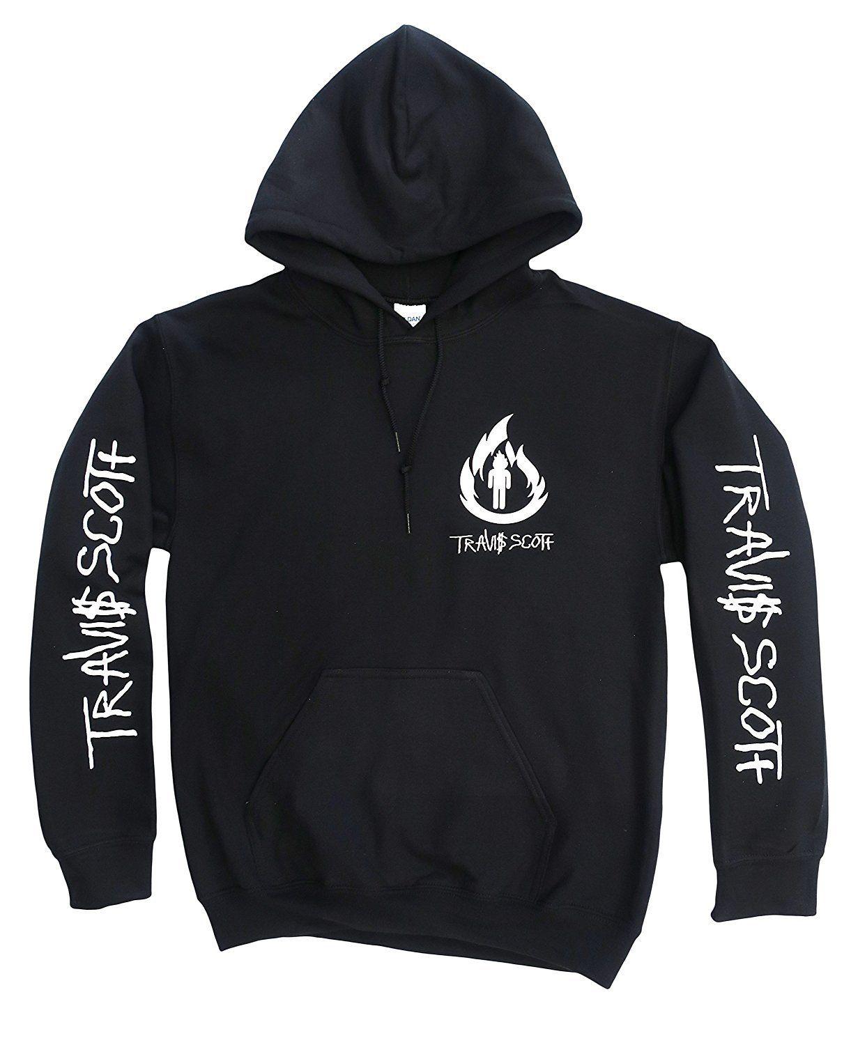 Red White and Flame Logo - Travis Scott Black Hoodie, Rodeo Merch, Travis Scott Merch White