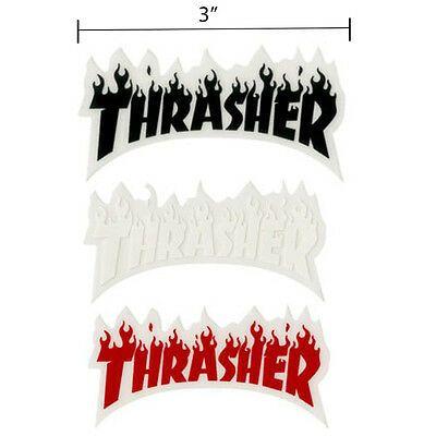 Red White and Flame Logo - THRASHER MAGAZINE FLAME Logo Sticker Small Skateboard Decal Black