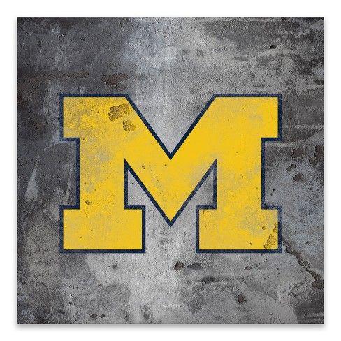 Rust and Teal Logo - NCAA Michigan Wolverines Logo Rust Printed Canvas : Target