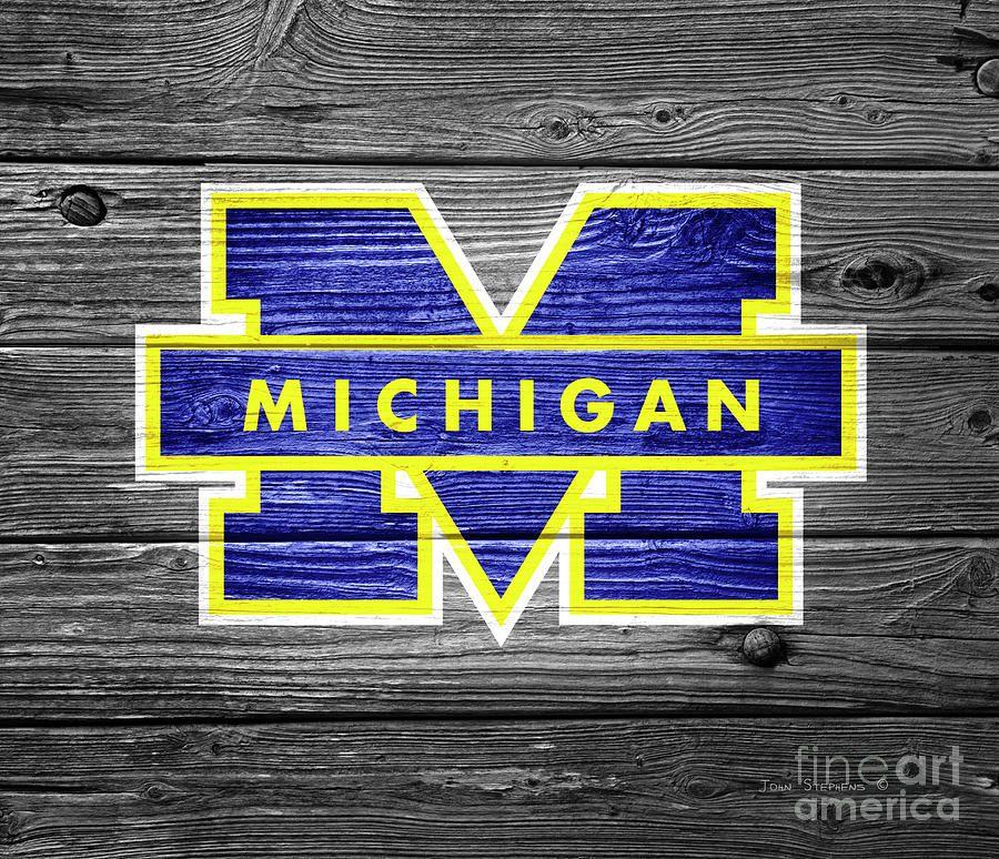 University of Michigan Wolverines Logo - University Of Michigan Wolverines Logo On Weathered Wood ...