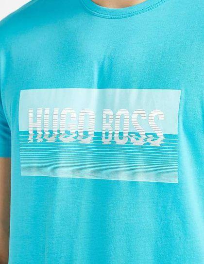 Blue and Green Box Logo - Exclusive BOSS Green Box Logo Short Sleeve T-Shirt Men Blue