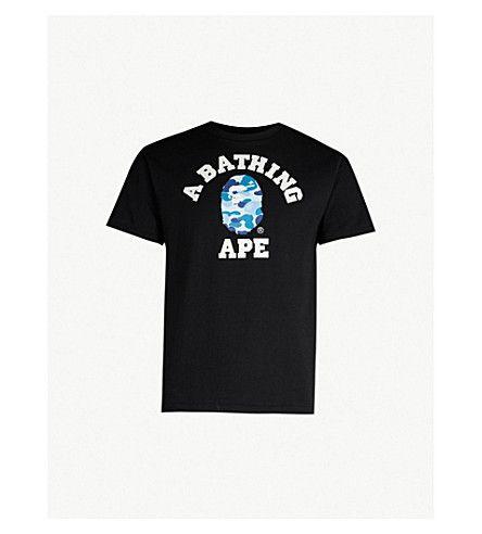 Blue Bathing Ape Logo - A BATHING APE - ABC College logo-print cotton-jersey T-shirt ...