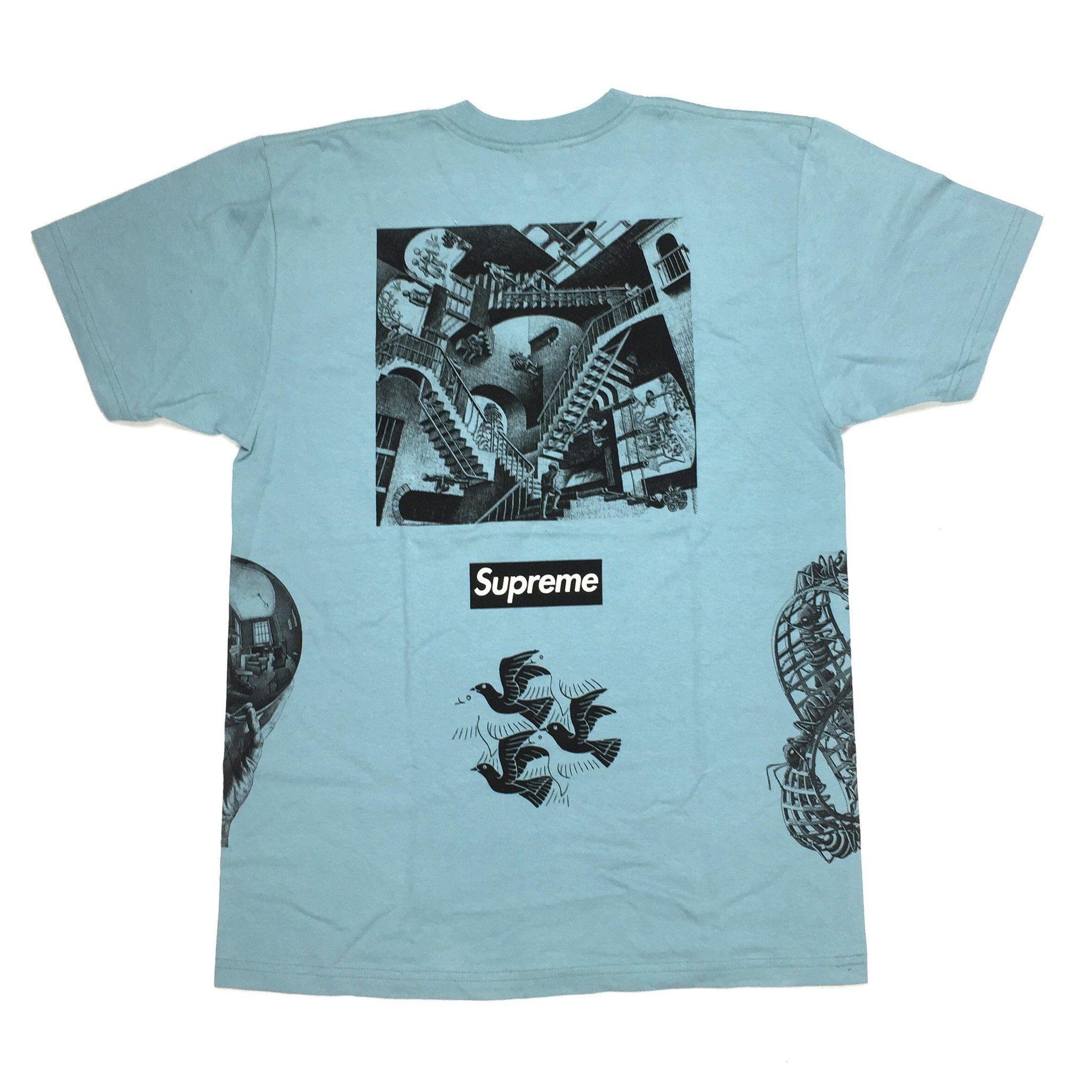 Blue and Green Box Logo - Supreme - M.C. Escher Box Logo Collage T-Shirt