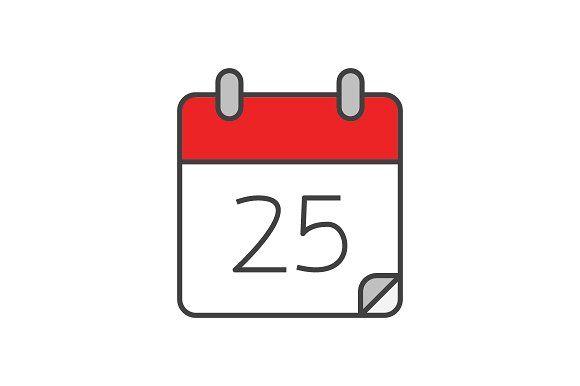 Google Calendar Logo - Calendar flat line icon ~ Icons ~ Creative Market