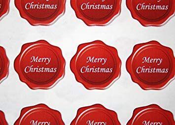 Looks Like White and Red Envelope Logo - 60 Merry Christmas Envelope Seal Stickers - White on Red: Amazon.co ...