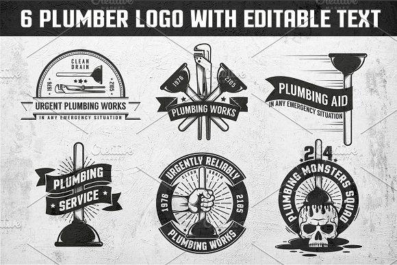 Plumber Logo - Plumbing retro logos ~ Logo Templates ~ Creative Market