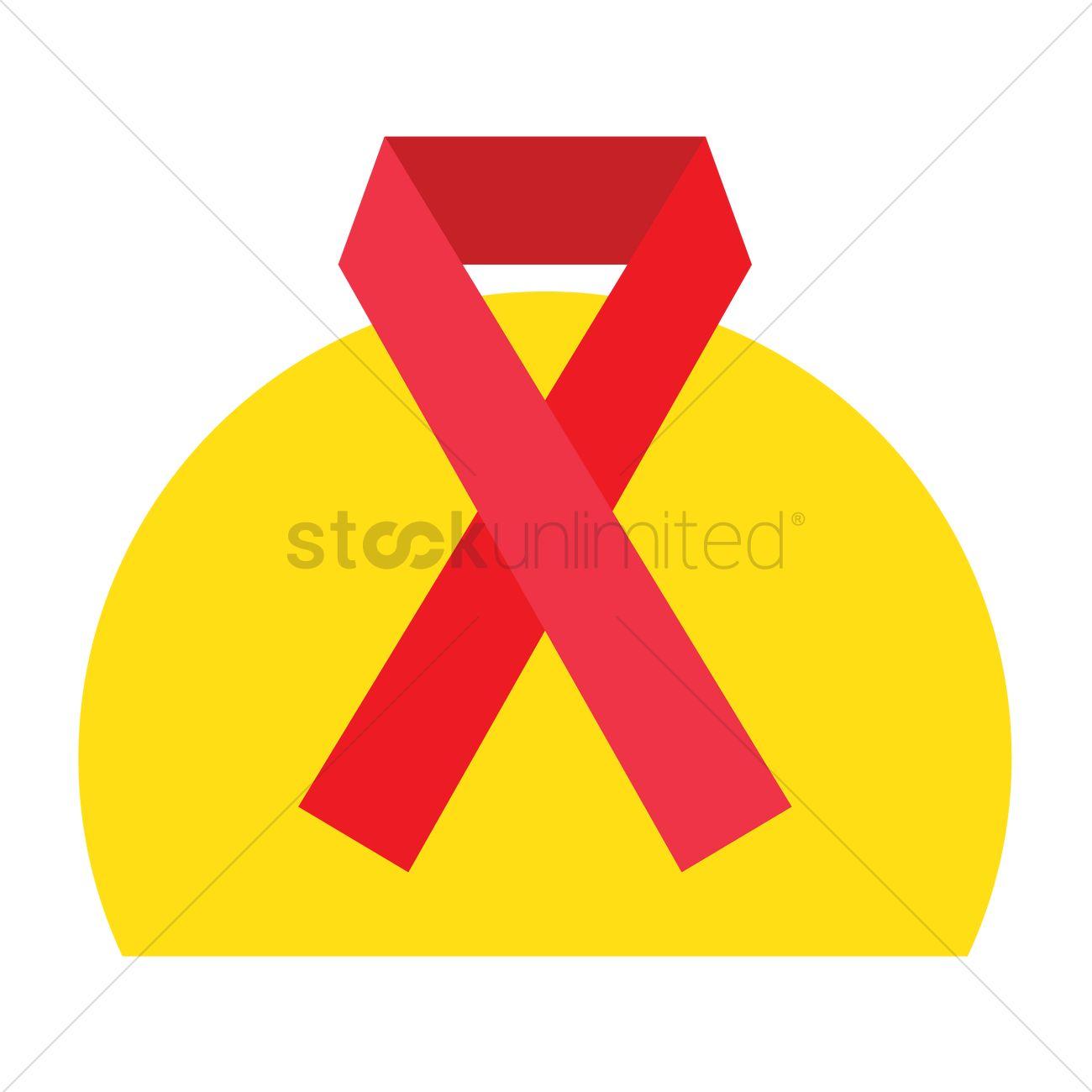 Red Robbon and Yellow Logo - Red ribbon symbol Vector Image