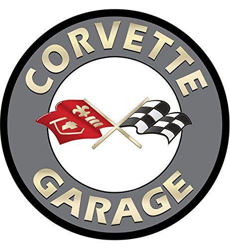 Chevrolet Garage Logo - Chevrolet Corvette Garage Logo 12 Round Disk Metal Sign