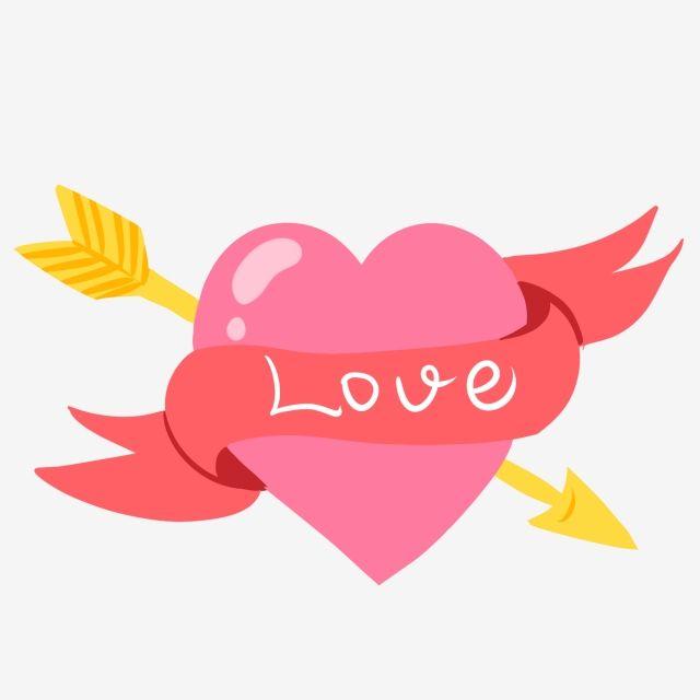 Red Robbon and Yellow Logo - Pink Heart Love Heart Red Ribbon Yellow Bow And Arrow, Illustration ...