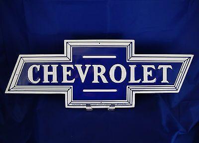 Chevrolet Garage Logo - CHEVROLET CHEVY EMBLEM Logo Bow Tie 24 Embossed Metal Tin Sign