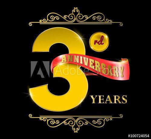 Red Robbon and Yellow Logo - 3rd anniversary logo and red ribbon - Buy this stock vector and ...