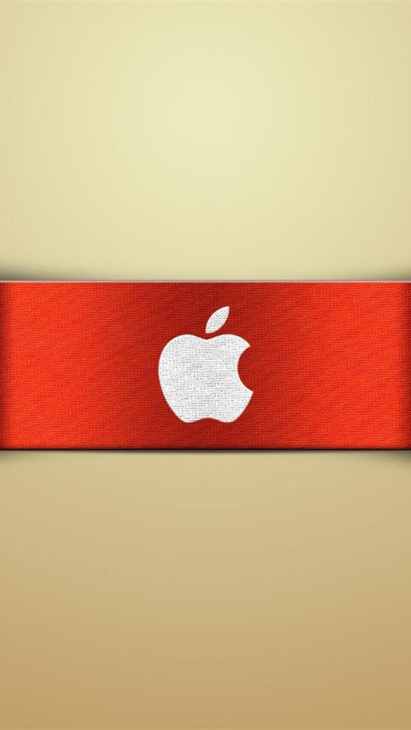 Red Robbon and Yellow Logo - Apple Logo on a Red Ribbon widescreen wallpaper | Wide-Wallpapers.NET