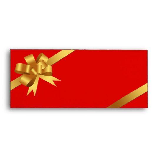 Red Robbon and Yellow Logo - Gold yellow bow ribbon holiday red business logo envelope | Zazzle.com