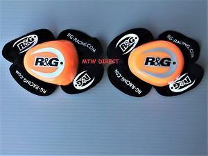 RG in Orange Circle Logo - R&G Racing PAIR Knee Sliders in ORANGE / BLACK with R&G LOGO | eBay