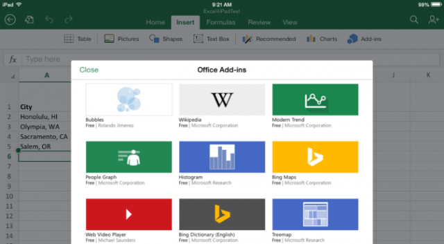 Bing Dictionary Logo - Hands on with Microsoft Excel for iPad's new add-in support ...