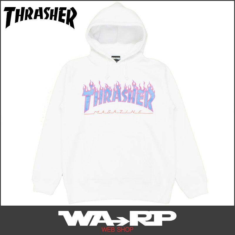 Whit and Blue Thrasher Logo - WARP WEB SHOP RAKUTENICHIBATEN: Thrasher-THRASHER FLAME 3 c HOODED ...