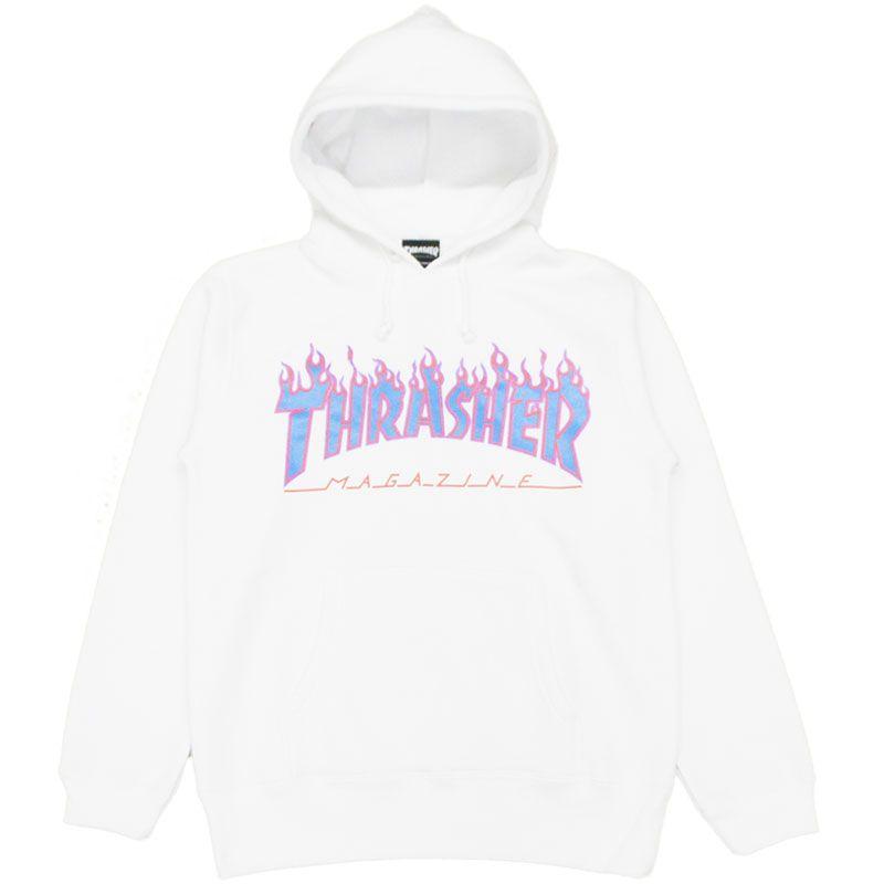 Whit and Blue Thrasher Logo - WARP WEB SHOP RAKUTENICHIBATEN: Thrasher THRASHER FLAME 3 C HOODED