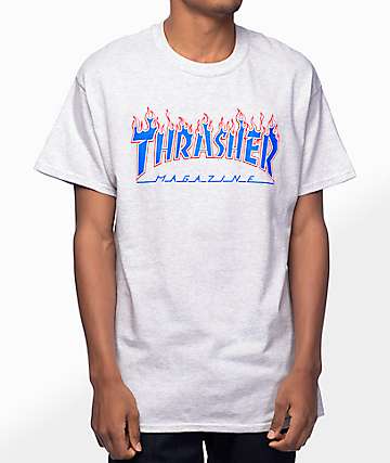 Whit and Blue Thrasher Logo - Thrasher T-Shirts | Zumiez