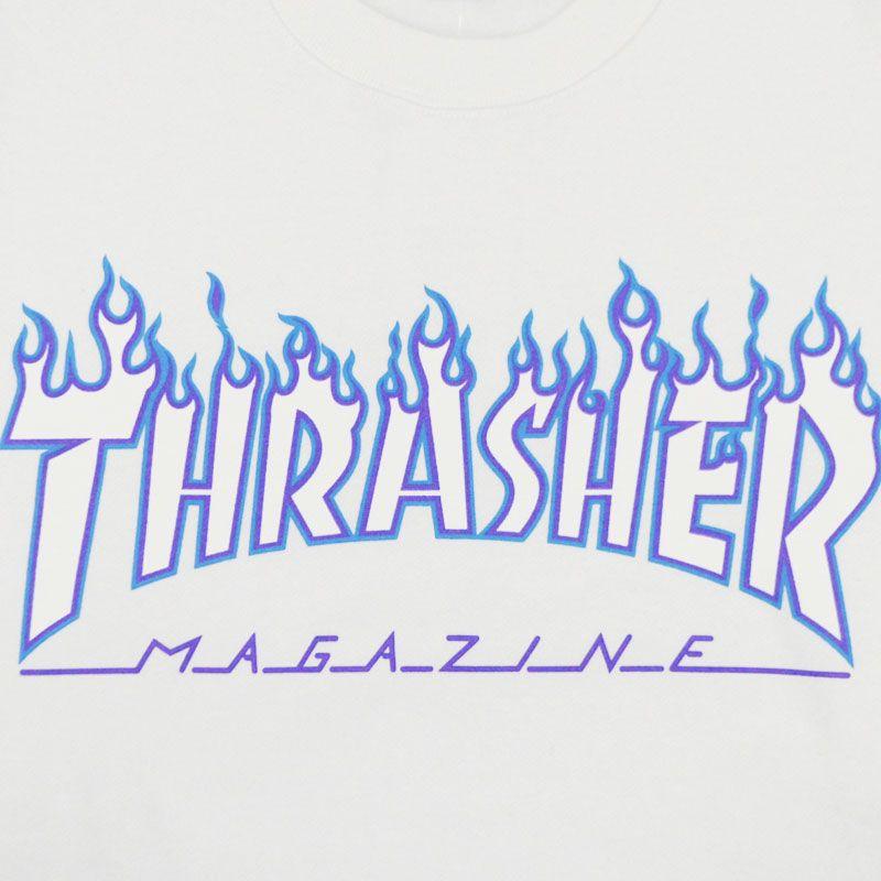 Whit and Blue Thrasher Logo - WARP WEB SHOP RAKUTENICHIBATEN: Slasher THRASHER FLAME 3C CREW SWEAT ...