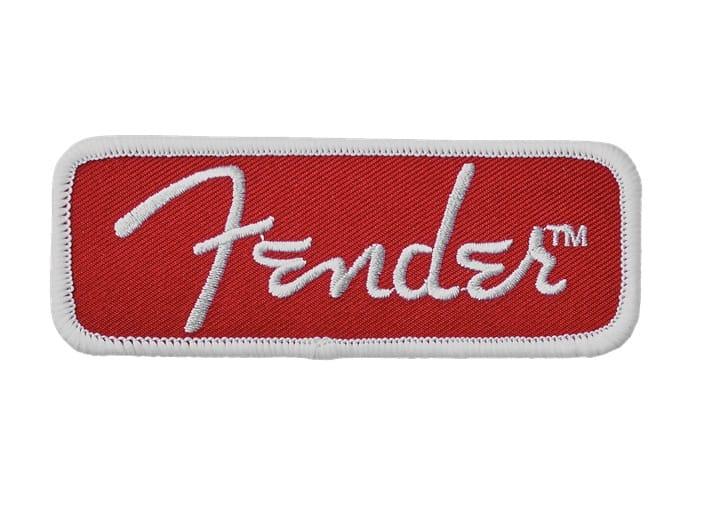 The White with Red Rectangle Logo - Fender® Rectangle Logo Patch | Solo Music Gear