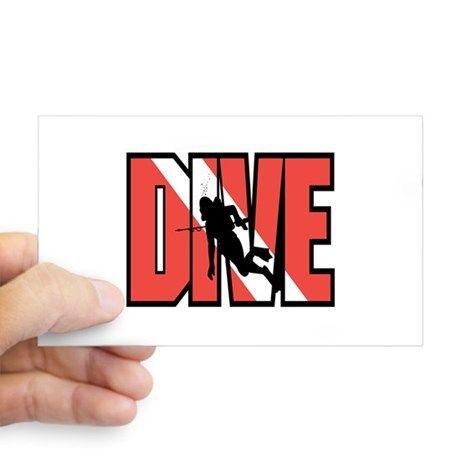 The White with Red Rectangle Logo - Red Dive Logo Rectangle Decal
