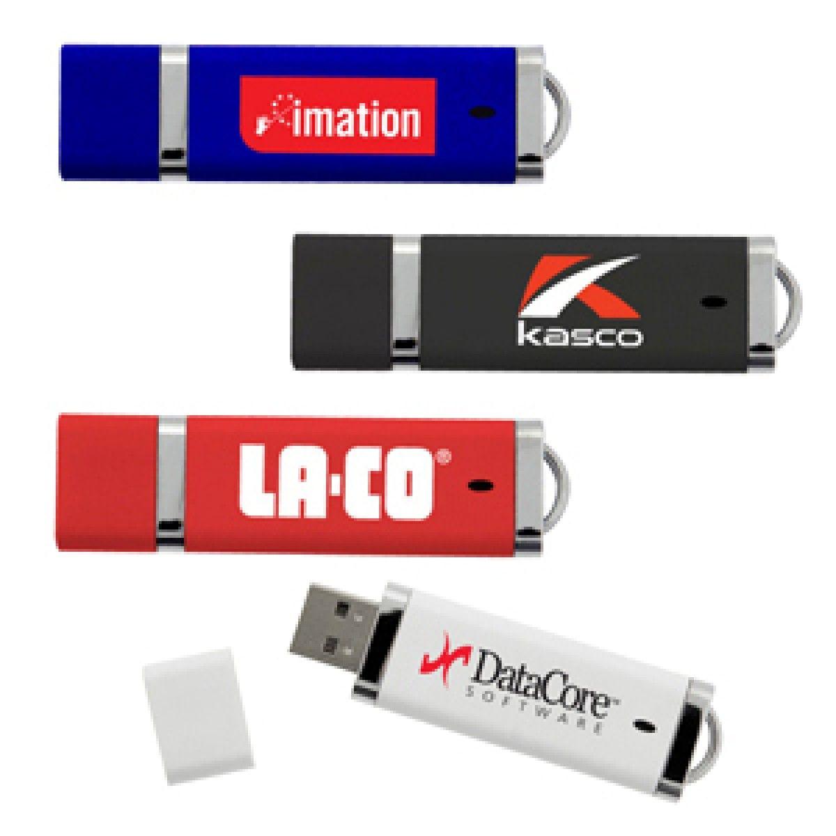 The White with Red Rectangle Logo - Rectangle USB Flash Drives Custom Branded