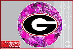 Camo GA Logo - Buy Georgia Bulldogs G LOGO on PINK CAMO CIRCLE 6 Vinyl Decal UGA