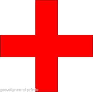 Square White with Red Cross Logo - 25x25mm QTY X2 APPROX RED CROSS ON WHITE SQUARE MINIBUS