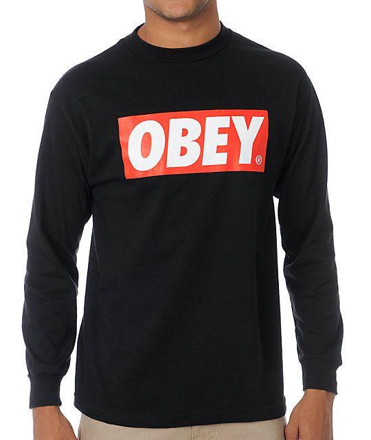 Black Obey Logo - Obey Bar Logo Black T-Shirt | Zumiez