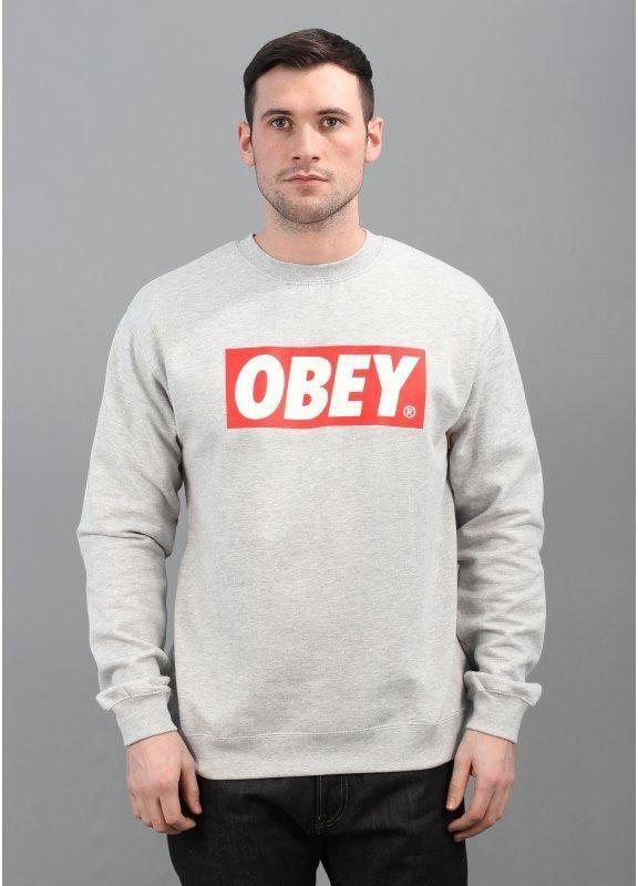 Obey Bar Logo - Obey The Box Bar Logo Crew Sweatshirt Heather Grey