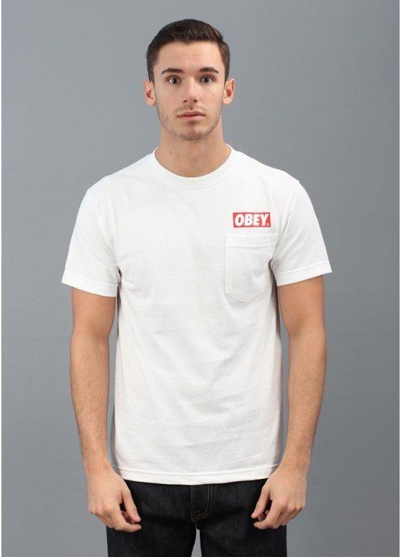 Obey Bar Logo - Obey Bar Logo Pocket T-Shirt White