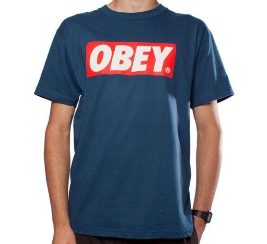 Obey Bar Logo - Obey Bar Logo T Shirt (Patrol Blue)
