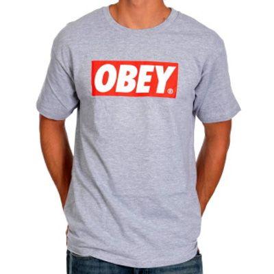 Obey Bar Logo - Obey Obey Bar Logo T-Shirts in Heather grey