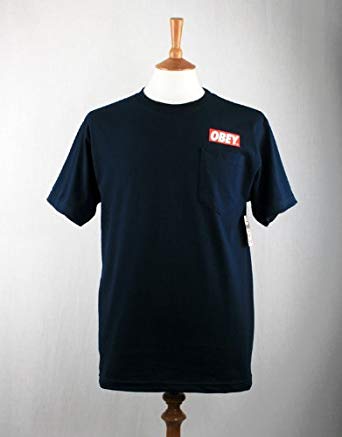 Obey Bar Logo - Obey Bar Logo T-Shirt - Navy Blue: Amazon.co.uk: Clothing