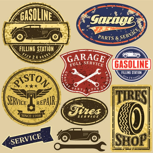 Vintage Auto Service Logo - Different Car Service Labels vector 02 | Tattoo ideas | Cars ...