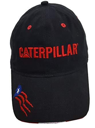Red Caterpillar Logo - CAT Black / Red CATERPILLAR PUERTO RICO Flag Logo RIMCO 100% Cotten