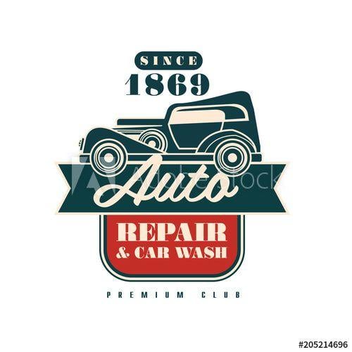 Vintage Auto Service Logo - Auto repair and wash, premium club since 1869 logo design, car ...