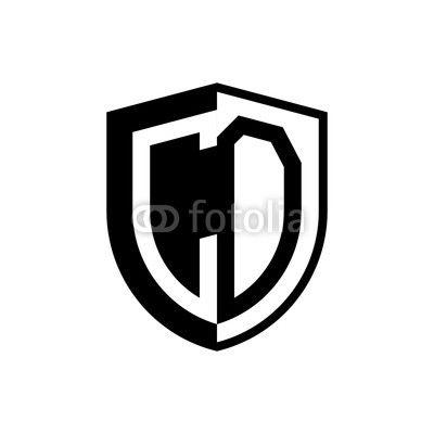 Two- Letter Logo - Initial two letter logo shield vector black. Buy Photo. AP Image
