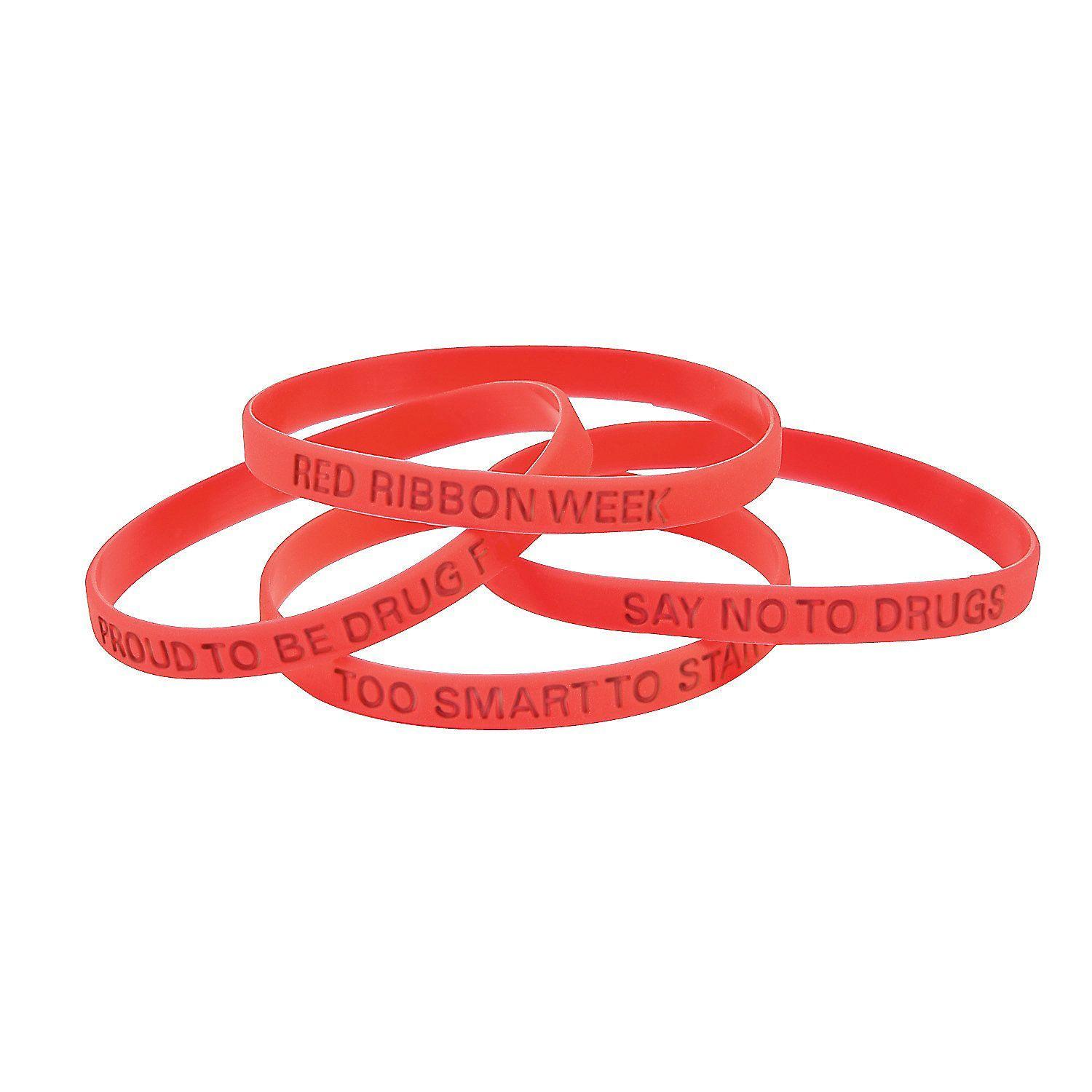 Blue Orange Red Ribbon Logo - Red Awareness Ribbon Thin Silicone Bands - OrientalTrading.com | Red ...
