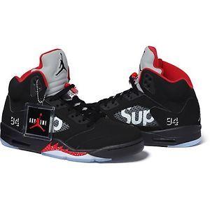 Surpreme Jordan Logo - SUPREME x Air Jordan 5 V Retro Black Size 11 box logo camp cap tnf F