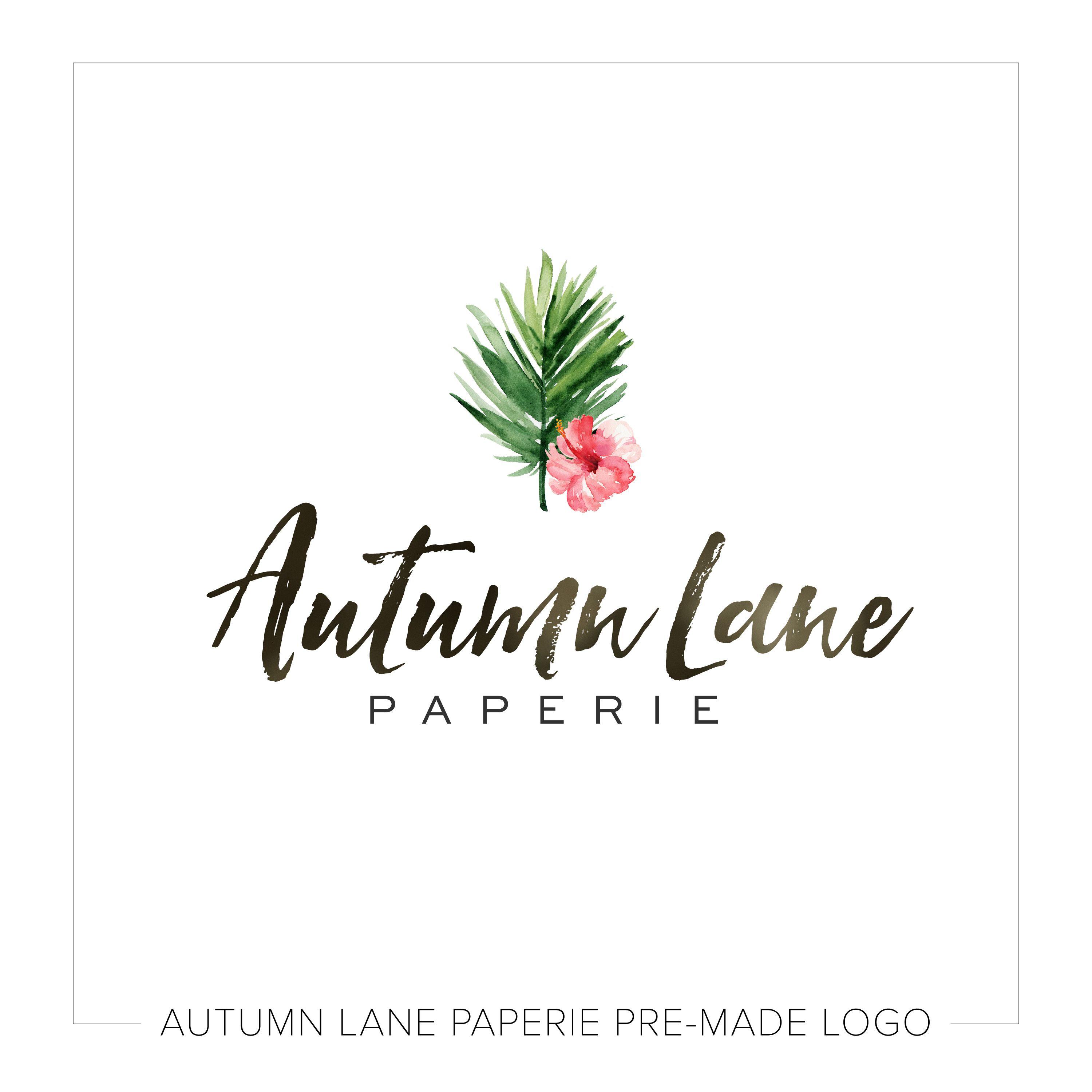 Tropical Flower Logo - Simple Clean Tropical Floral Logo K24. Autumn Lane Paperie