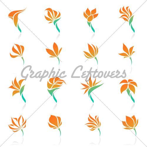 Tropical Flower Logo - Tropical Flowers. Vector Logo Template Set. Elements For ... · GL ...