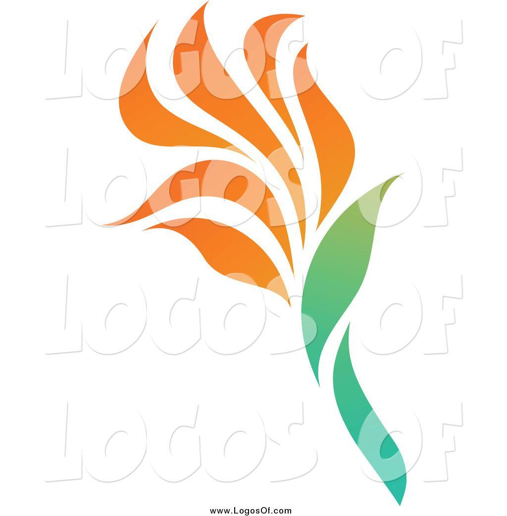 Tropical Flower Logo - Vector Clipart of a Orange Tropical Flower Logo by elena - #2234