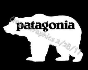 White Patagonia Logo - Patagonia Bear Grizzly Decal Sticker Black or White 8