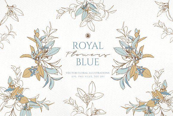 Blue Flower U Logo - Royal Blue Flowers ~ Illustrations ~ Creative Market