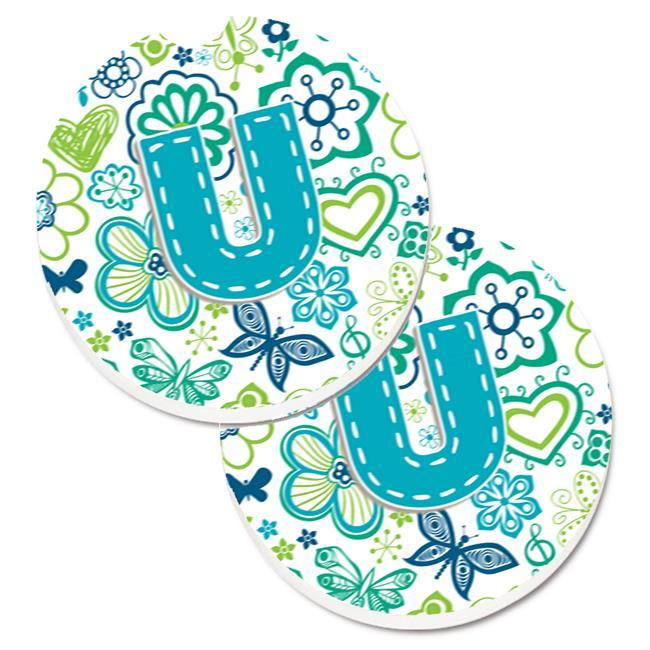 Blue Flower U Logo - Carolines Treasures CJ2006-UCARC Letter U Flowers & Butterflies Teal ...