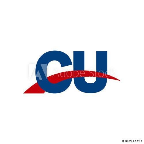 Red and Blue Swoosh Logo - Initial letter CU, overlapping movement swoosh logo, red blue color ...