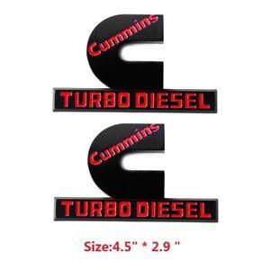 Red Cummins Logo - 2x OEM Black Cummins Turbo Diesel HIGH OUTPUT Emblem Dodge Ram MOPAR